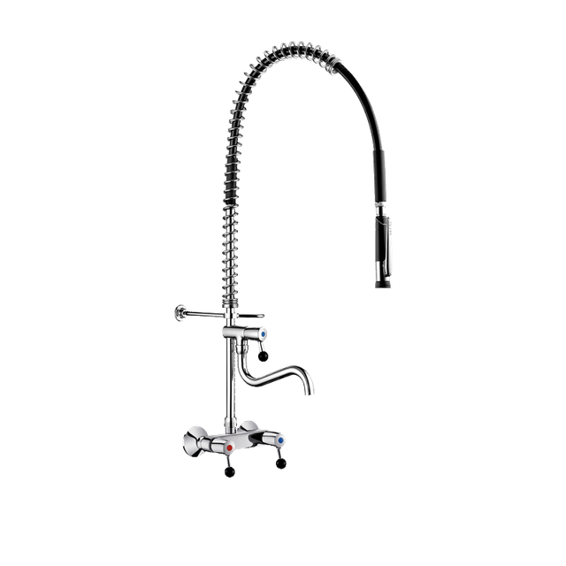 Delabie Geschirrspülbrause-Garnitur mit Wandmischer und Handbrause