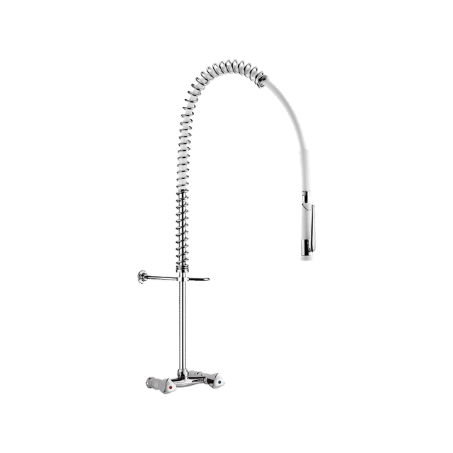 Delabie Geschirrspülbrause-Garnitur mit Wandmischer und Handbrause 433000