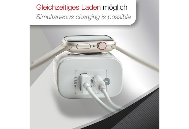 SOTECH USB 3 in 1 Netzteil Schnellladegerät Ladeadapter Weiß mit USB A USB C und Kabellose Ladefunktion für Apple Watch