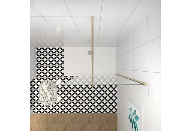 AICA Schwarz Walk In Dusche 80 x 195cm Duschwand Mit Stabilisator 6mm NANO ESG Duschabtrennung Duschtrennwand F123B