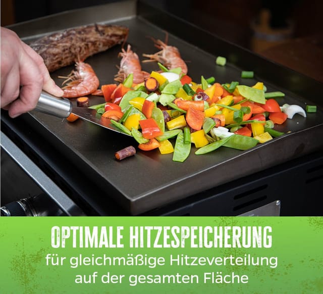 Grillfürst Plancha Grill - 2 Brenner mit insgesamt 7 kW und Edelstahl Plancha