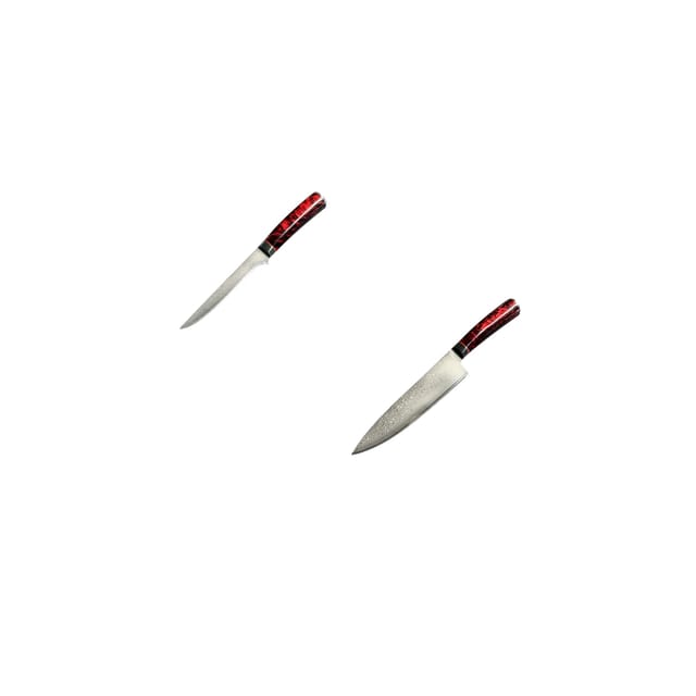 Grillfürst Damast Premium Kochmesser und Ausbeinmesser Set