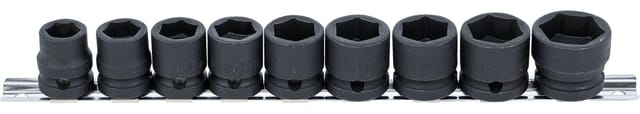 BGS Kraft Steckschlüssel Einsatz Satz Sechskant Extra Flach Antrieb Innenvierkant 12 5 Mm 1 2 Zoll SW 13 24 Mm 9Tlg 9551
