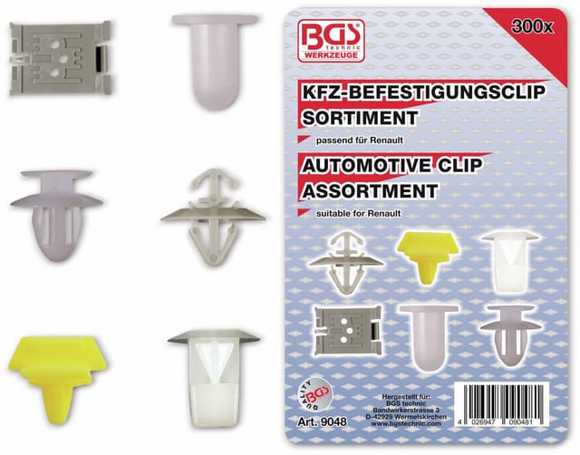 BGS KFZ Befestigungsclip Sortiment Für Renault 300Tlg 9048