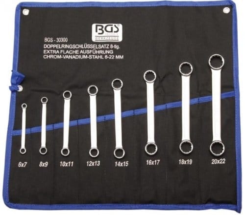 BGS Doppel Ringschlüssel Satz Extra Flach SW 6 22 Mm 8Tlg 30300
