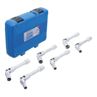 BGS Universal Glühkerzen Gelenkschlüssel Satz Sechskant Antrieb Innenvierkant 10 Mm 3 8 Zoll SW 8 16 Mm 6Tlg Extra Lang 2986