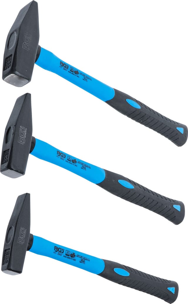 BGS Schlosserhammer Satz Fiberglasstiel DIN 1041 300 500 800 G 3Tlg 3845
