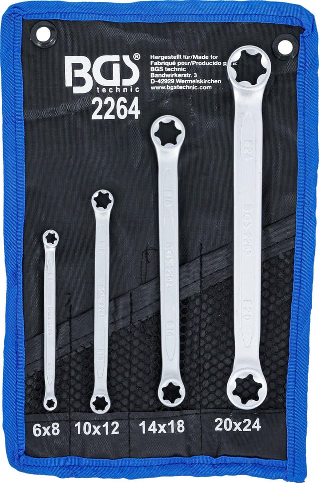 BGS 4Tlg Doppel Ringschlüssel Satz Für E Profil Außenschrauben 2264