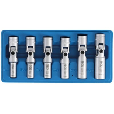 BGS Universal Glühkerzen Gelenkschlüssel Satz Sechskant Antrieb Innenvierkant 10 Mm 3 8 Zoll SW 8 16 Mm 6Tlg 2990