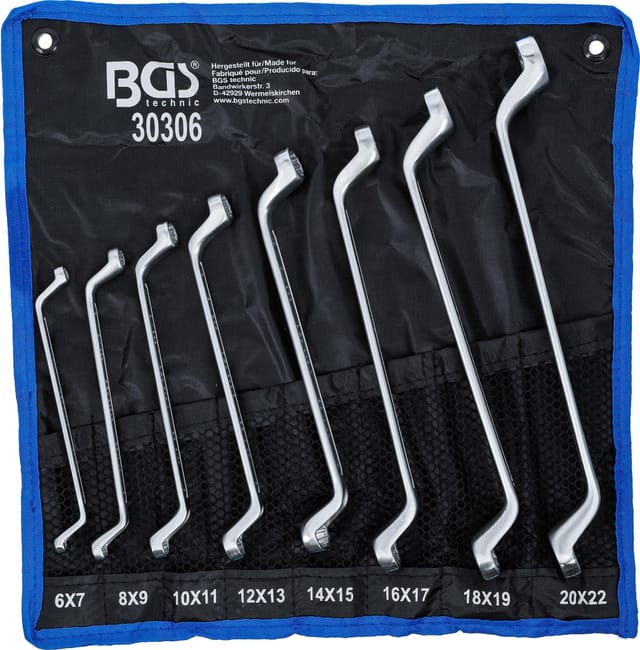 BGS Doppel Ringschlüssel Satz Tief Gekröpft SW 6 X 7 20 X 22 Mm 8Tlg 30306