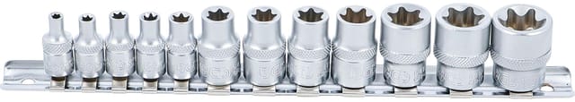 BGS Steckschlüssel Einsatz Satz E Profil Antrieb Innenvierkant 6 3 Mm 1 4 Zoll 10 Mm 3 8 Zoll SW E4 E20 12Tlg 2038