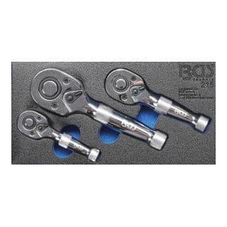 BGS Mini Umschaltknarren Satz 6 3 Mm 1 4 Zoll 10 Mm 3 8 Zoll 12 5 Mm 1 2 Zoll 3Tlg 215