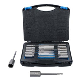BGS Steckschlüssel Einsatz Satz Sechskant Extra Lang Antrieb Außensechskant 6 3 Mm 1 4 Zoll Für Bohrmaschinen SW 5 5 19 Mm 15Tlg 70147