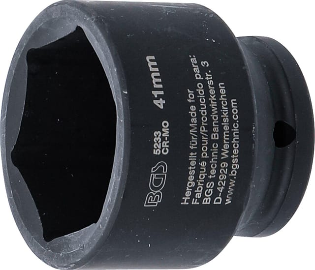 BGS Kraft Steckschlüssel Einsatz Sechskant Antrieb Innenvierkant 12 5 Mm 1 2 Zoll SW 41 Mm 5233