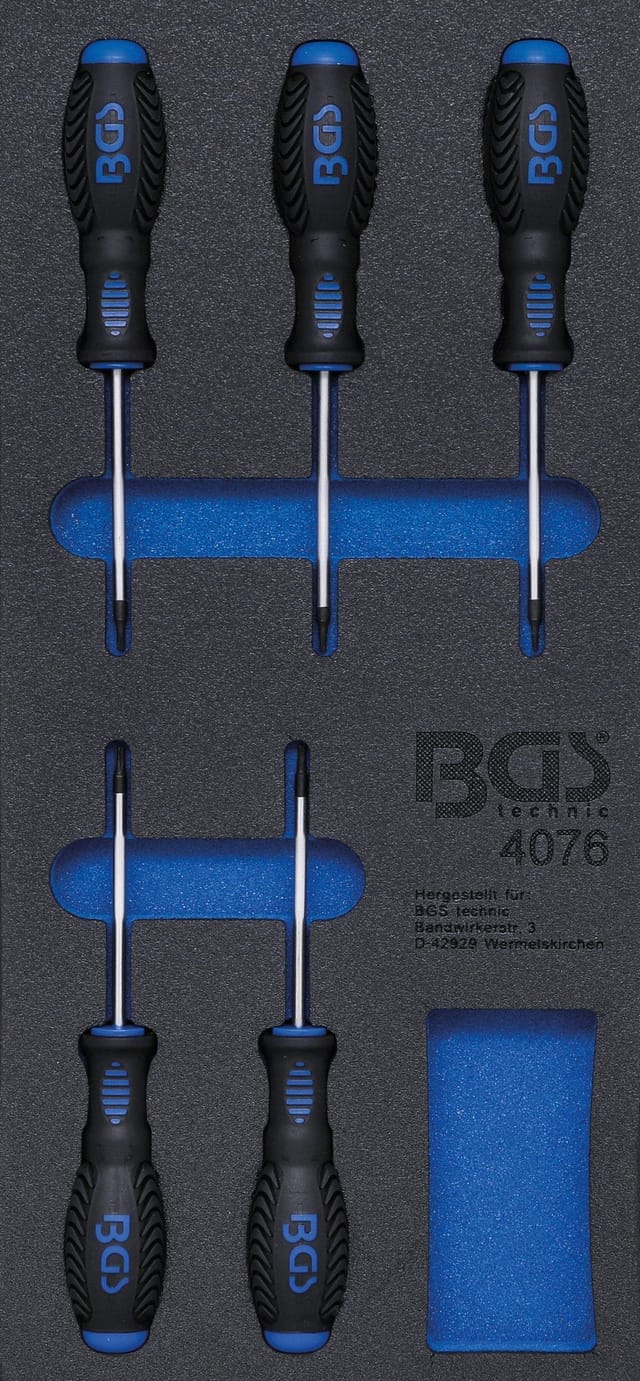 BGS Werkstattwageneinlage 1 3 Schraubendreher T Profil Für Torx 5Tlg 4076
