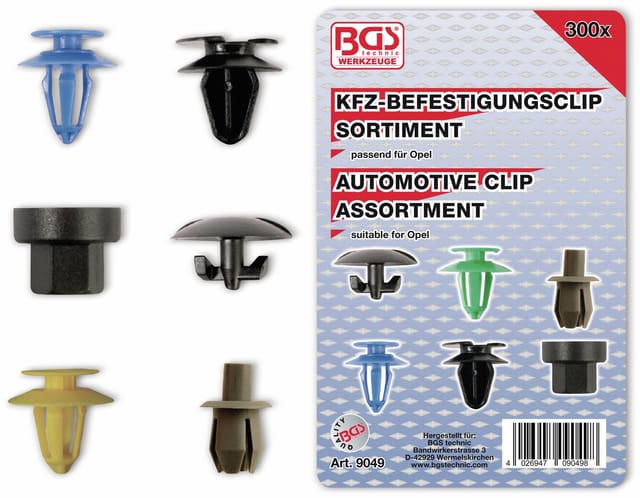 BGS KFZ Befestigungsclip Sortiment Für Opel 300Tlg 9049