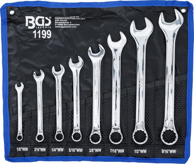 BGS Maul Ringschlüssel Satz Zollgrößen SW 1 8 Zoll 9 16 Zoll Withworth 8Tlg 1199