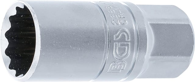 BGS Zündkerzen Einsatz Mit Haltegummi Zwölfkant Antrieb Innenvierkant 12 5 Mm 1 2 Zoll SW 21 Mm 2386