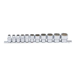 BGS Steckschlüssel Einsatz Satz Zwölfkant Antrieb Innenvierkant 10 Mm 3 8 Zoll Zollgrößen 11Tlg 9112