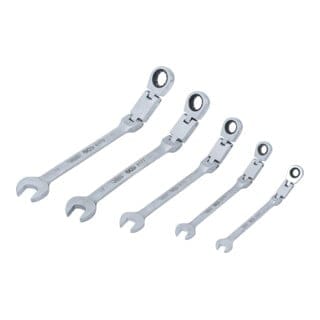 BGS Doppelgelenk Ratschenring Maulschlüssel Satz Abwinkelbar SW 8 19 Mm 5Tlg 6181