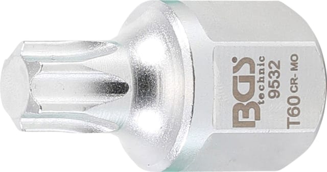 BGS Keilrippenriemen Bit Einsatz Antrieb Innenvierkant 12 5 Mm 1 2 Zoll Außensechskant SW 22 Mm T Profil Für Torx T60 9532