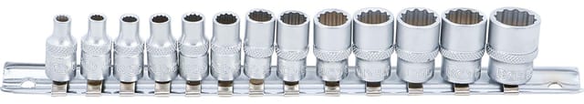 BGS Steckschlüssel Einsatz Satz Zwölfkant Antrieb Innenvierkant 6 3 Mm 1 4 Zoll SW 4 14 Mm 13Tlg 2269