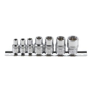 BGS Steckschlüssel Einsatz Satz E Profil Antrieb Innenvierkant 6 3 Mm 1 4 Zoll 10 Mm 3 8 Zoll SW E6 E16 7 Tlg 2027