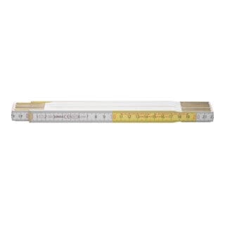 BMI Gliedermaßstab 9142 L 2M B 16Mm Mm Cm EG III Buche Weiß Gelb 984914200WG
