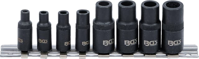 BGS Gewindebohrer Aufnahme Satz 6 3 Mm 1 4 Zoll 10 Mm 3 8 Zoll 8Tlg 9771
