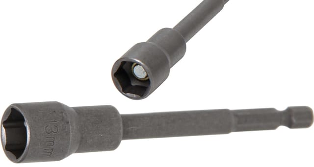 BGS Steckschlüssel Einsatz Sechskant Extra Lang Für Bohrmaschinen Antrieb Außensechskant 6 3 Mm 1 4 Zoll SW 13 Mm 2769