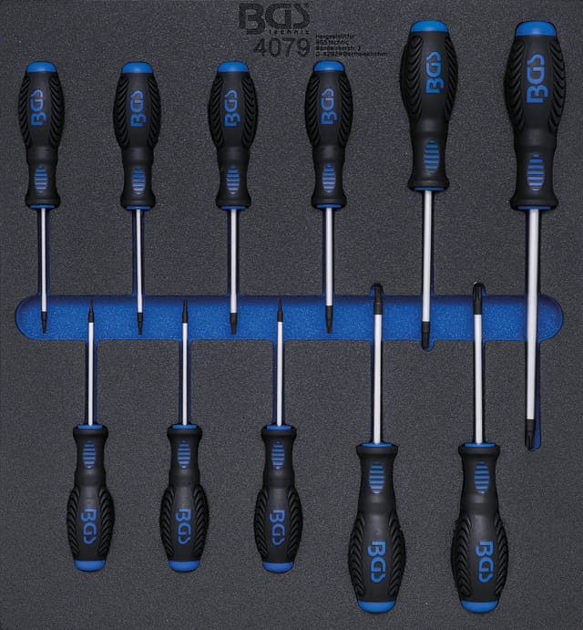 BGS Werkstattwageneinlage 2 3 Schraubendreher T Profil Für Torx T6 T40 11Tlg 4079