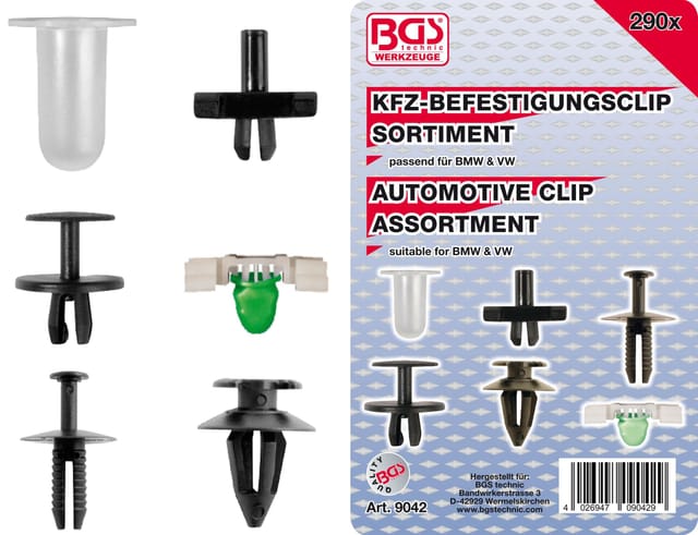 BGS KFZ Befestigungsclip Sortiment Für BMW VW 290Tlg 9042