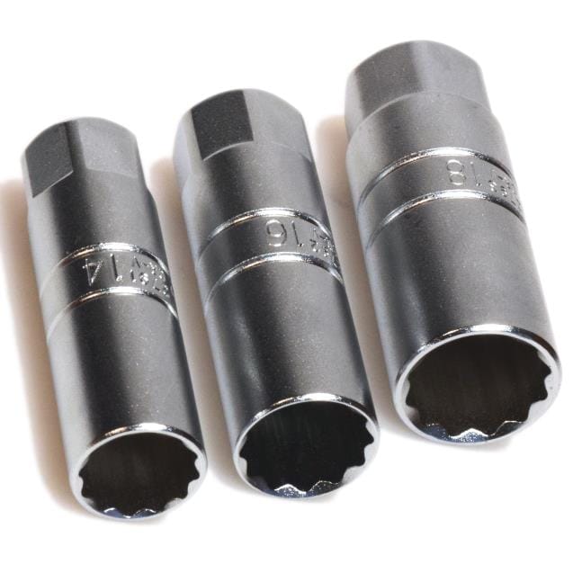 BGS Zündkerzen Einsatz Satz Zwölfkant Antrieb Innenvierkant 10 Mm 3 8 Zoll SW 14 16 18 Mm 3Tlg 6858