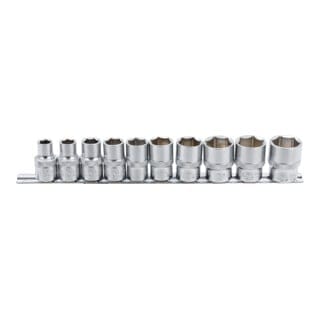 BGS Steckschlüssel Einsatz Satz Sechskant Antrieb Innenvierkant 12 5 Mm 1 2 Zoll Zollgrößen 10Tlg 9113