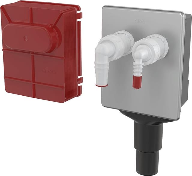Alcadrain APS6 Unterputzsiphon für Waschmaschinen, Anschluss für zwei Geräte DN40/DN50.