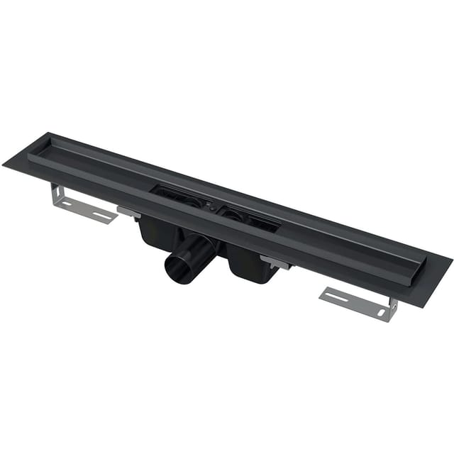 Alcadrain APZ1BLACK Duschrinne mit Rand für perforierten Rost, Schwarz-Matt 1150 mm