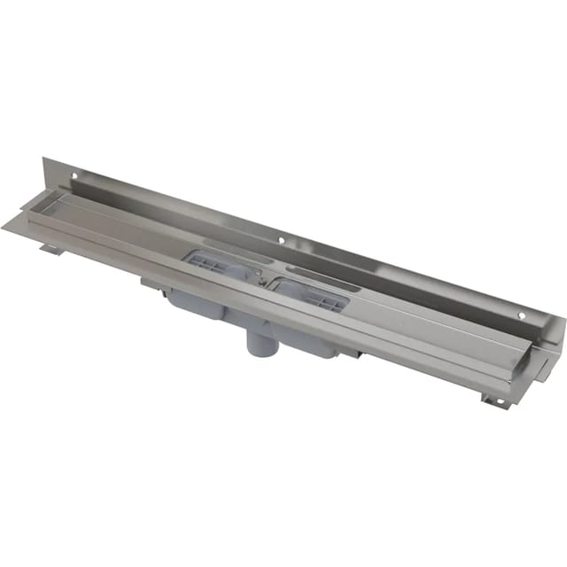 Alcadrain APZ1104 Flexible Low-Duschrinne mit Rand, einstellbarem Wandkragen, Abfluss senkrecht 650 mm