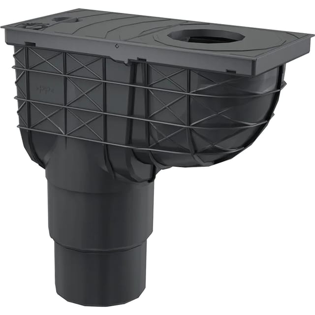 Alcadrain Universal-Regensinkkasten 300x155 mm, senkrechter Abgang 110/125 mm, schwarz