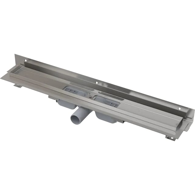 Alcadrain APZ104 Flexible Low Duschrinne mit Rand und einstellbarem Wandkragen 1050 mm