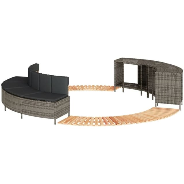 vidaXL Whirlpool-Umrandung Grau Poly Rattan und Massivholz Akazie 3270655
