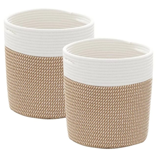 vidaXL Aufbewahrungskörbe 2 Stk Braun und Weiß Ø28x28 cm Baumwolle 358460