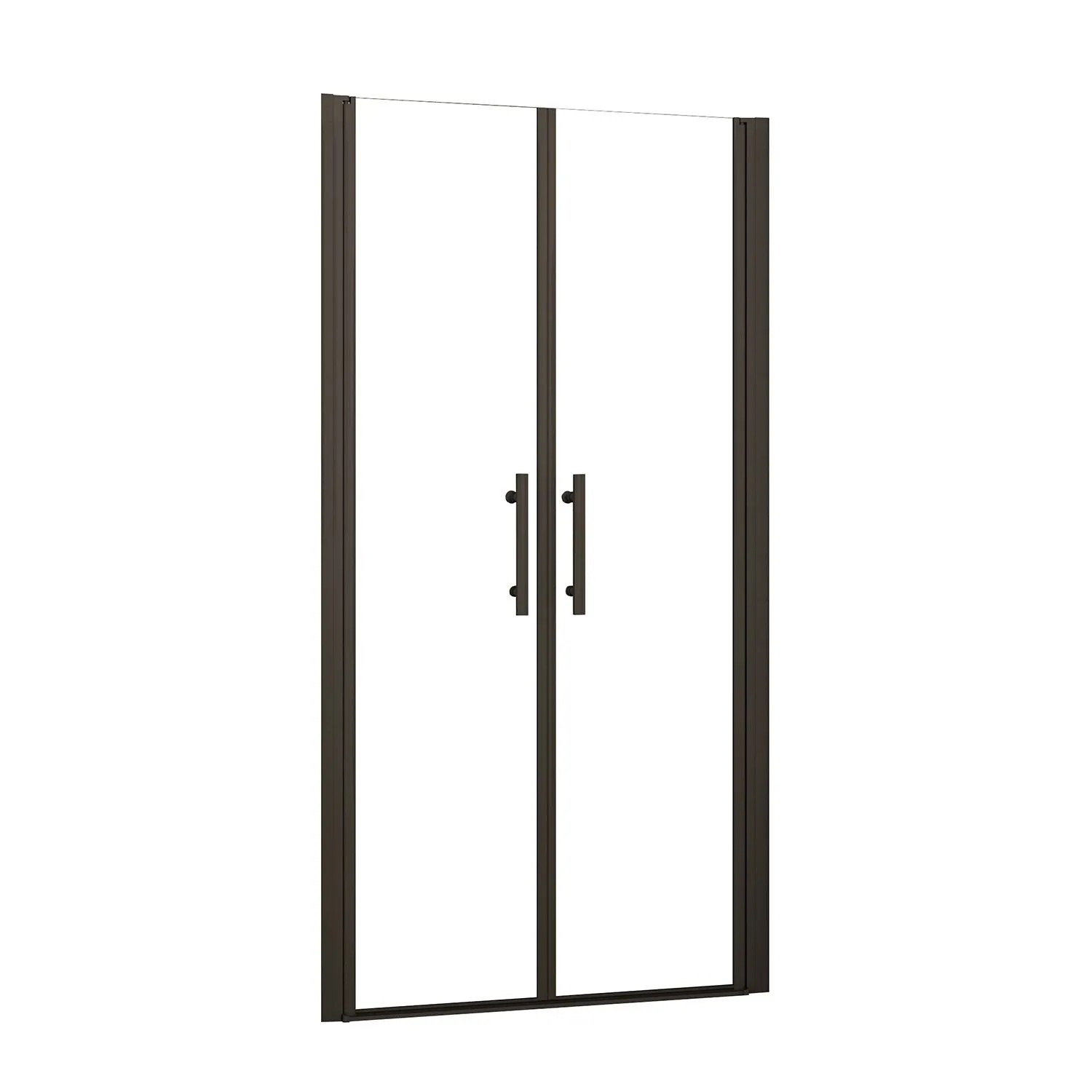 AICA Nischen-Duschabtrennung Doppeltür Pendelsystem 120x180cm 6mm ESG Nanoglas Alu Matt Schwarz