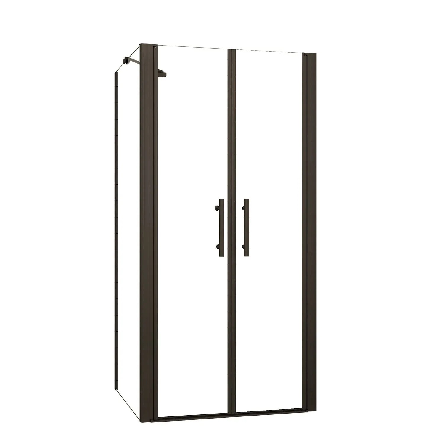 AICA Eckdusche 95x90x195cm Schwarz Pendeltür Duschkabine 6mm NANO ESG Glas Doppeltür Eckeinstieg mit Seitenwänden