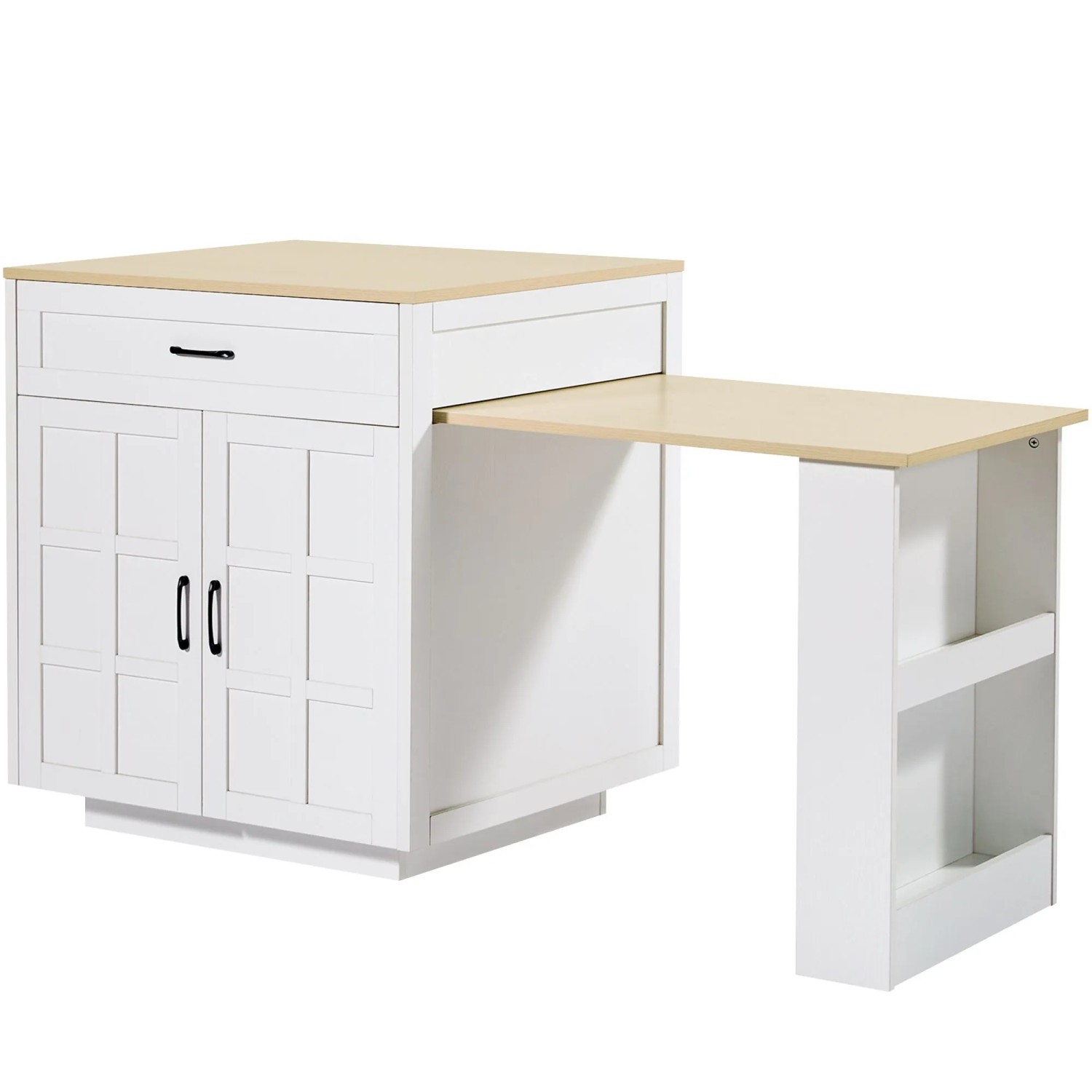 okwish Bartisch mit Stauraum Schubladen Fächern Küche 133-202x70x93cm Weiß