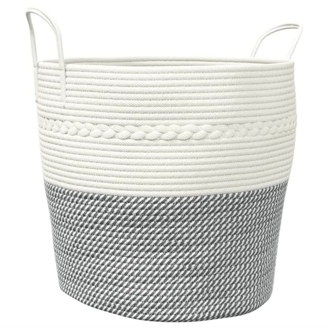 vidaXL Aufbewahrungskorb Grau und Weiß Ø43x38 cm Baumwolle 358486