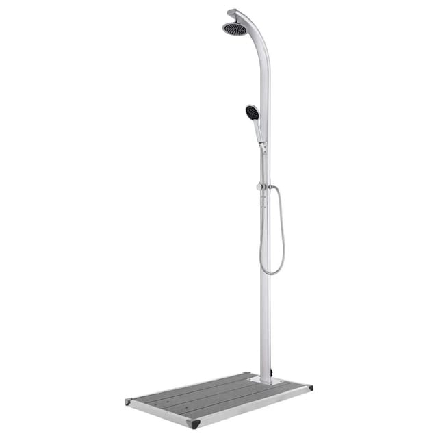 vidaXL Gartendusche mit Grauer Bodenplatte 220 cm Aluminium 3070796