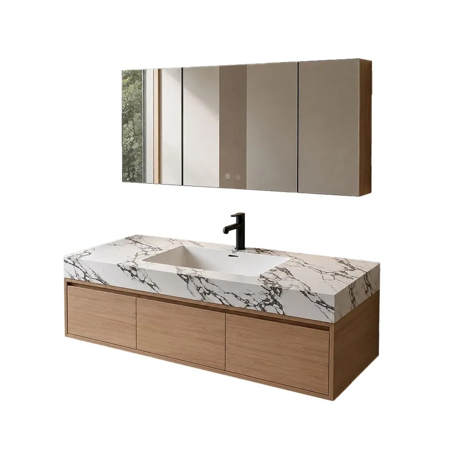 360Home Badmöbel Set Mit Sinterstein Waschbecken Wandhängendem Waschtischunterschrank Waschtisch 120 CM YBTC336JG120