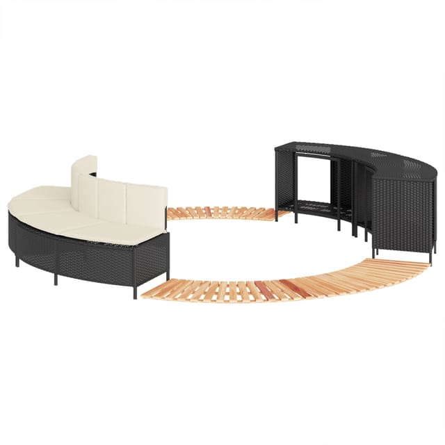 vidaXL Whirlpool-Umrandung Schwarz Poly-Rattan und Massivholz Akazie 3270644