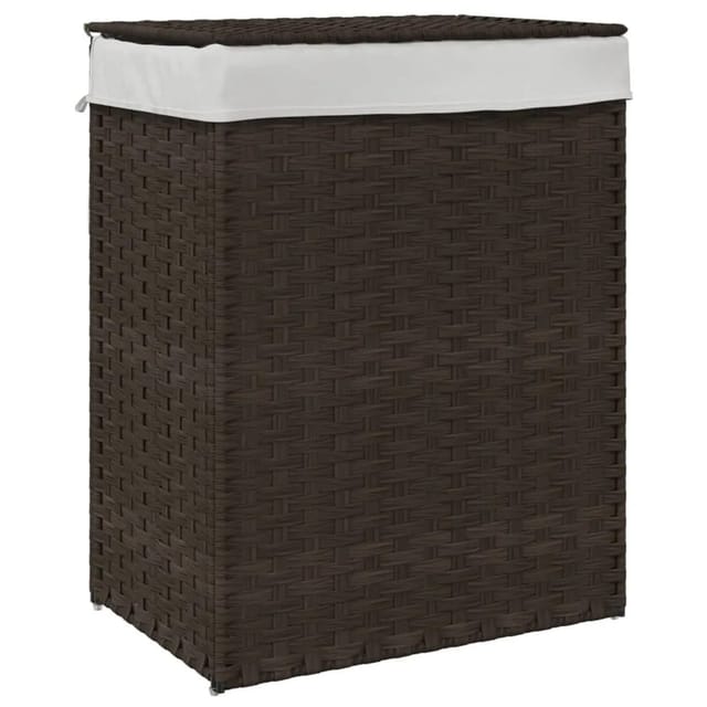 vidaXL Wäschekorb mit Deckel Dunkelbraun 46x33x60 cm Poly Rattan 372030