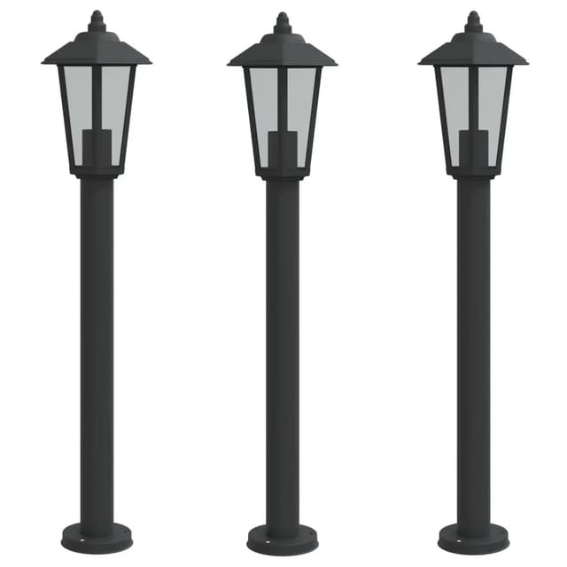 vidaXL Wegeleuchten 3 Stk Schwarz 80 cm Edelstahl 4006386